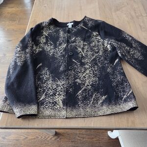 Chico's Black Jacket with Gold Pattern